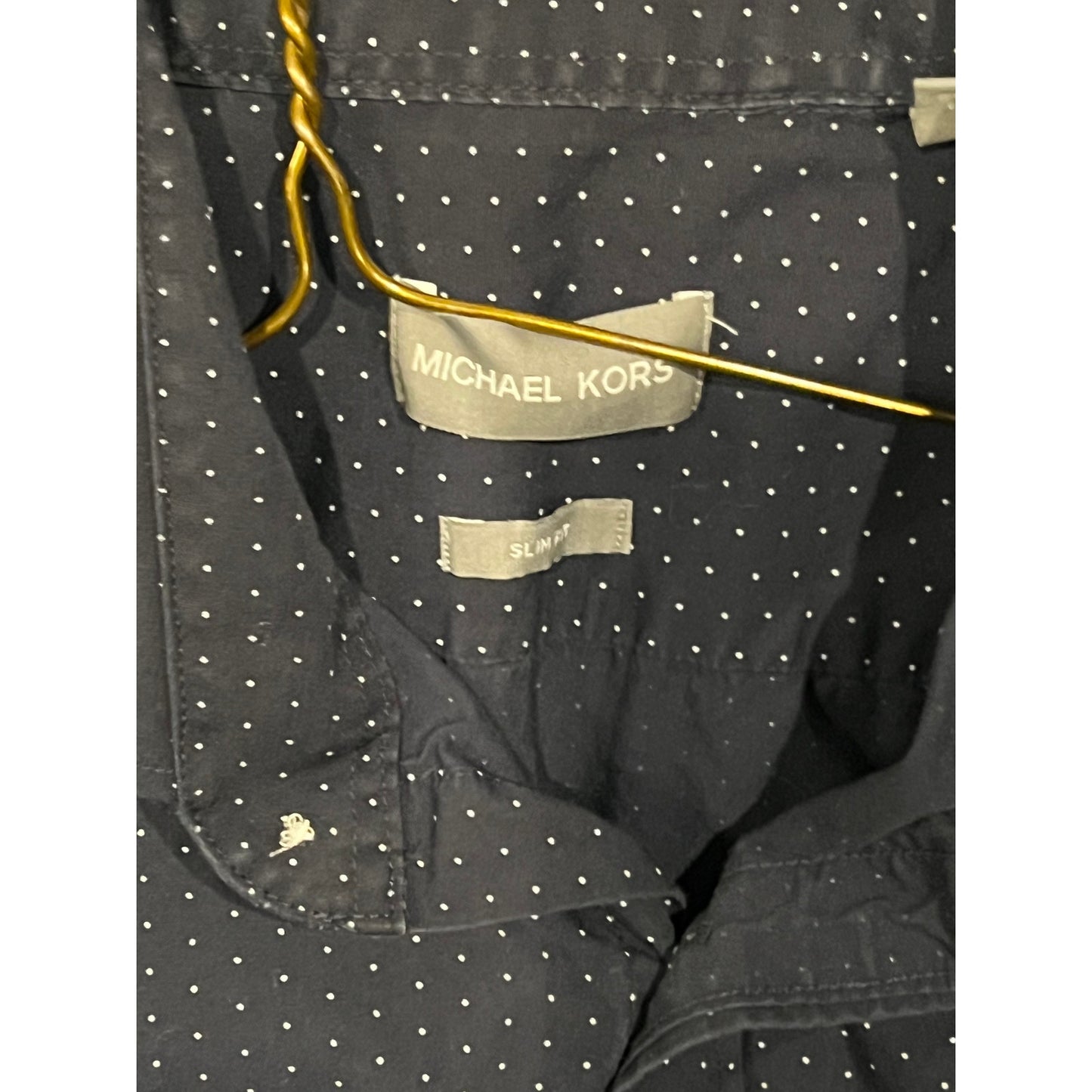 Michael Kors Polka Dot Black Dress Shirt Mens Med 15.5/34-35