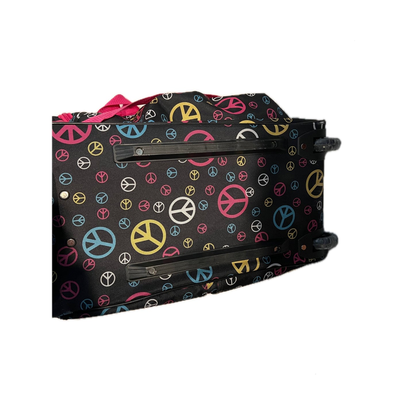 Rockland Multi color Peace Sign Roller Duffle Bag 22x12x10