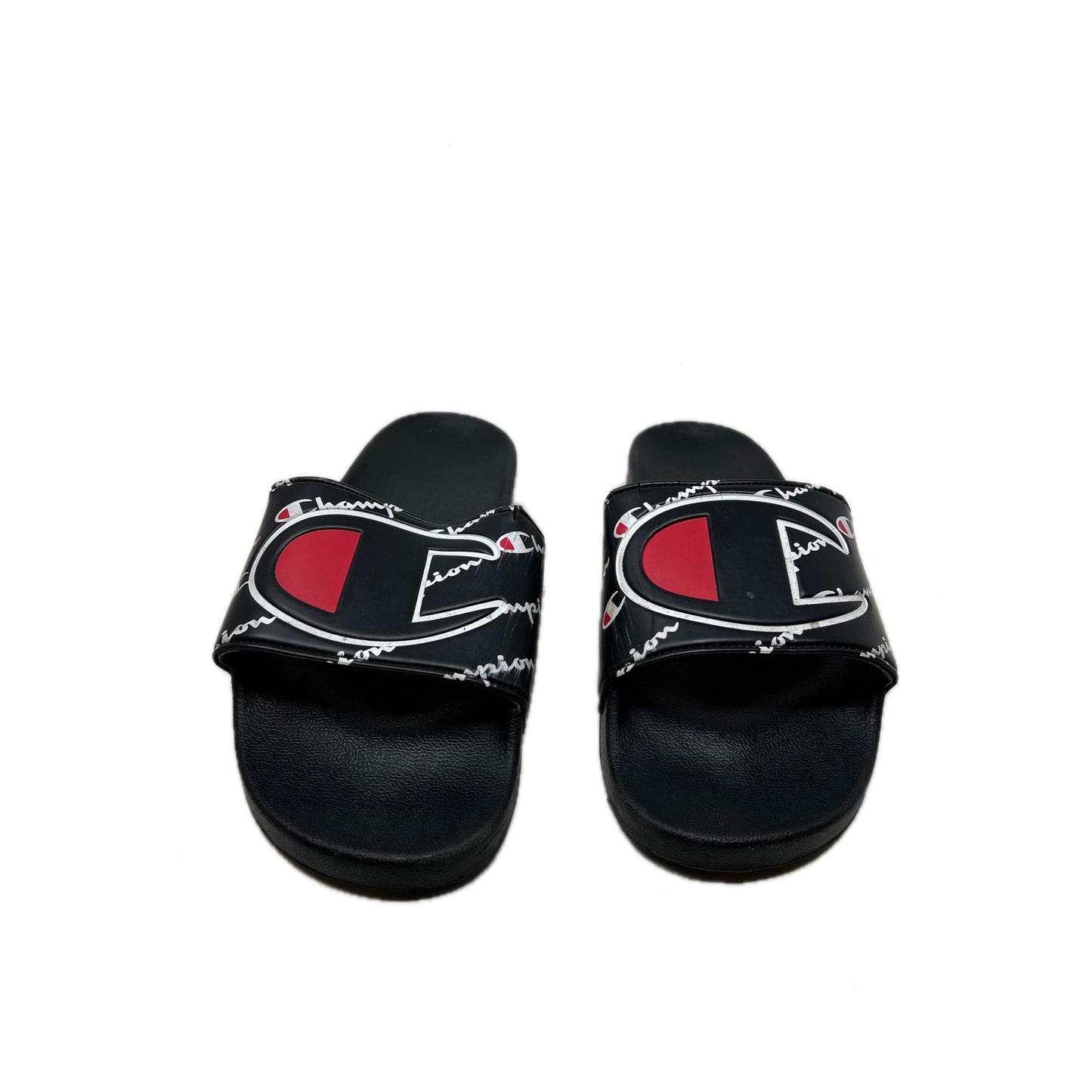 Champion IPO Squish Slide Black with Red Big Logo Mens 11