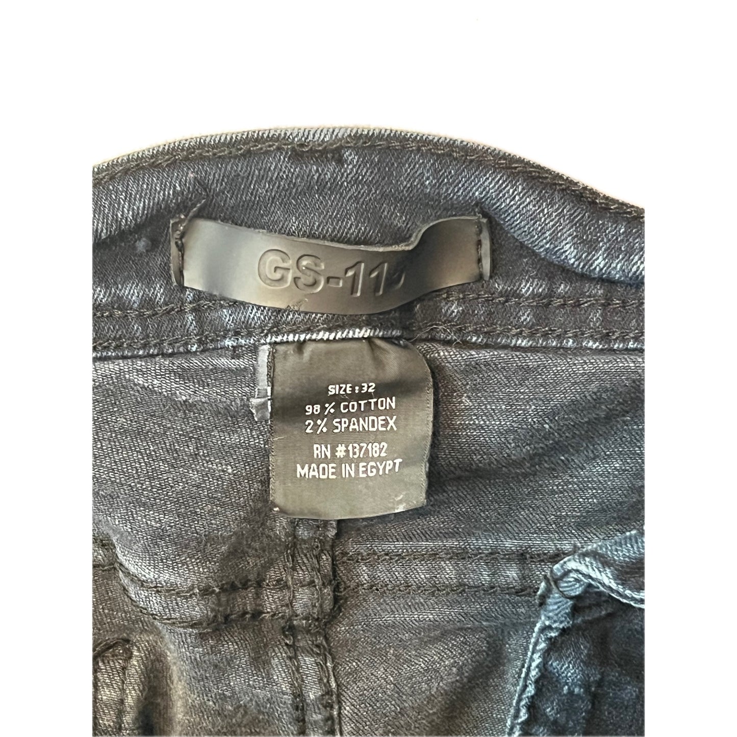 GS-115 Jeans ajustados de mezclilla gastados para hombre 32x28