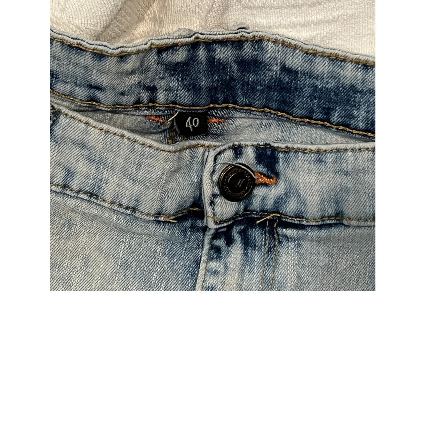 Watson Distressed Lite Wash Skull Patch Punk Jeans 40x33