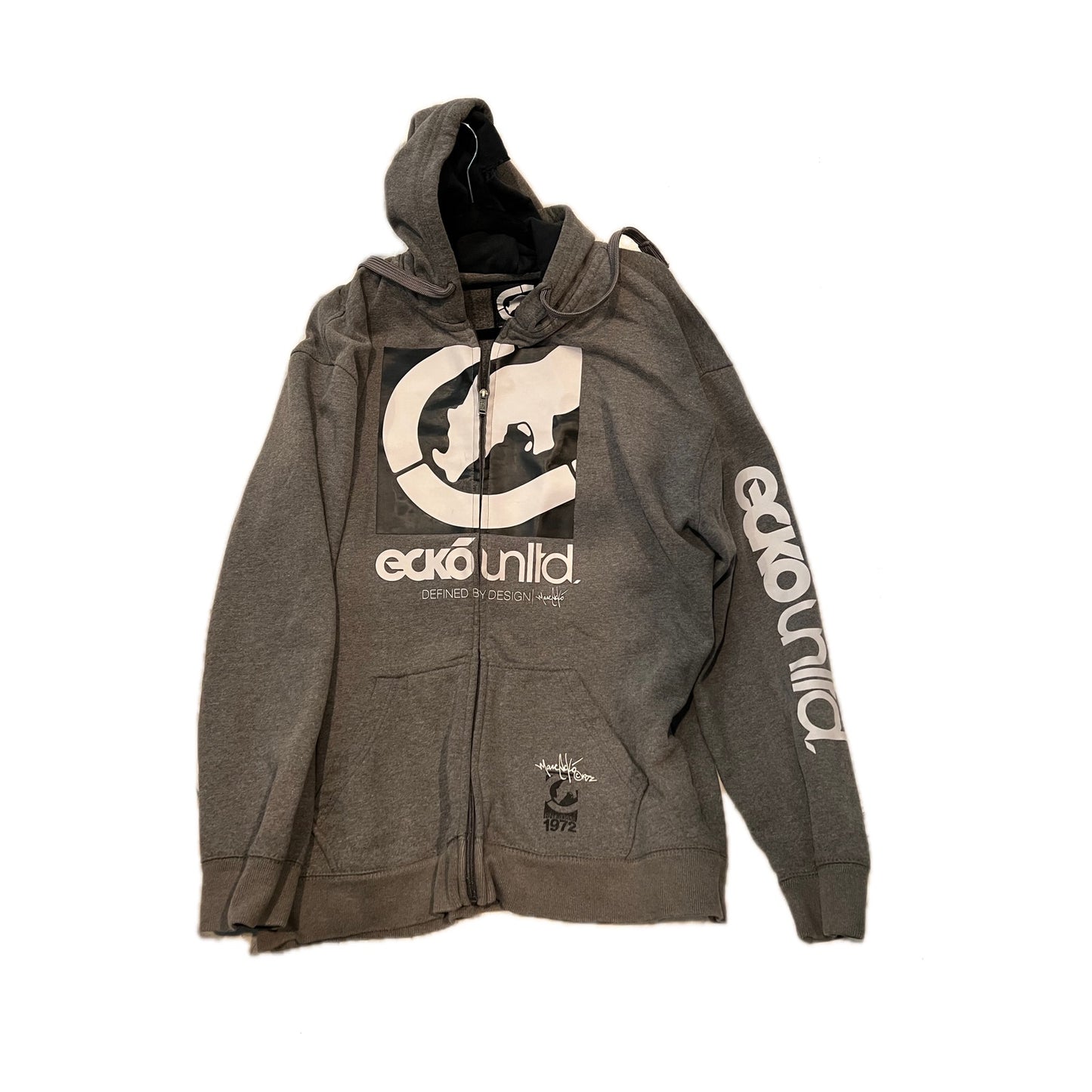 Ecko Unltd Defined by Design Full Zip Gray Hoodie Mens XL