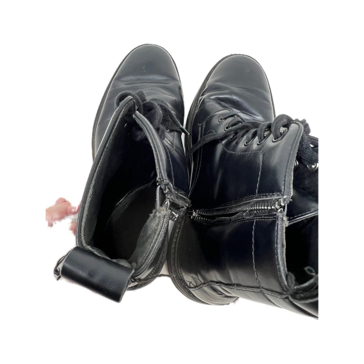 H&M Black Combat Boots Faux Leather Mens 10.5