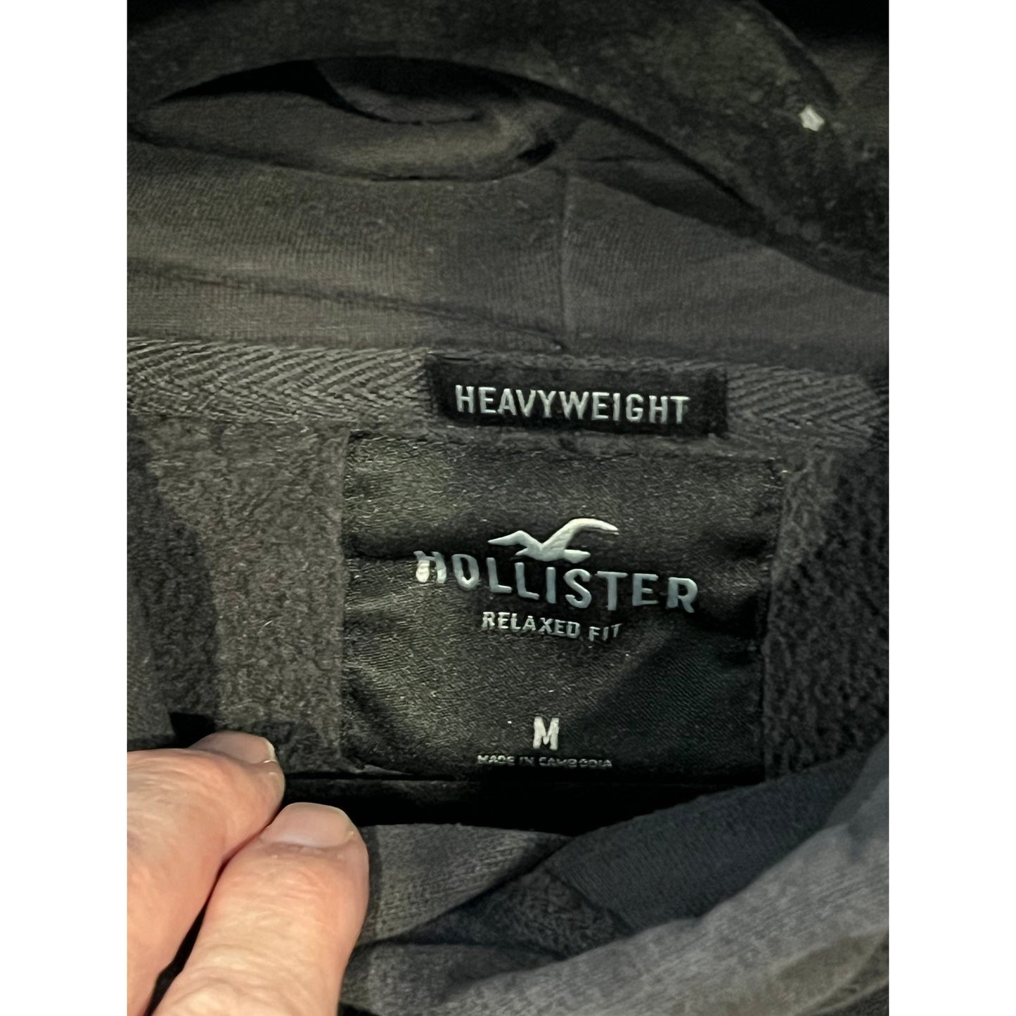 Hollister Pullover Heavyweight Relaxed Black Hoodie Mens M