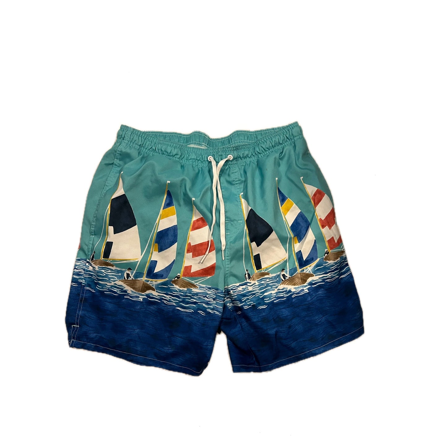 Green Sailboat Swim/Surf Shorts Mens XL