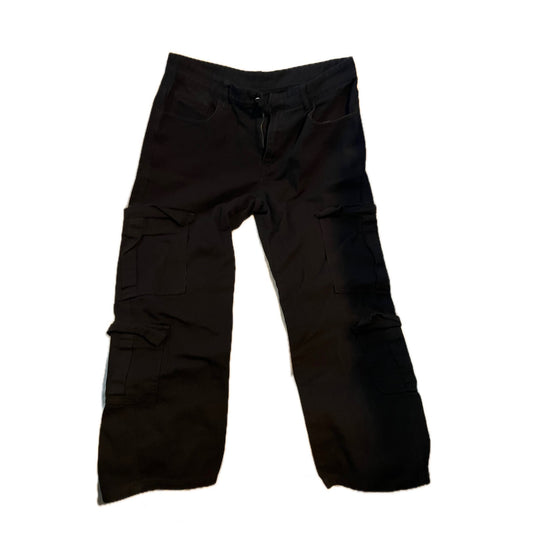 Pantalones/Jeans Cargo de Mezclilla Negra Sin Marca para Hombre 34x28