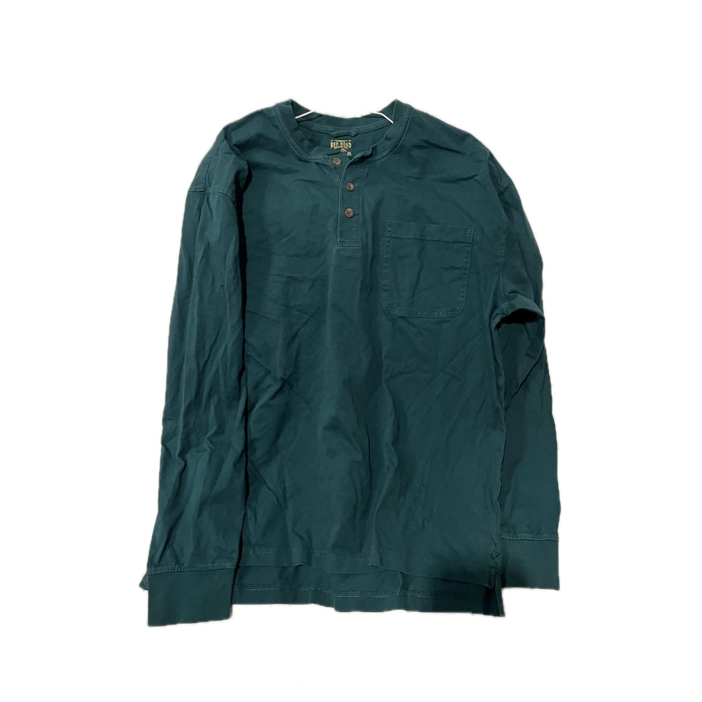 Camisa de rugby verde con cuarto de botón Redhead para hombre, talla L