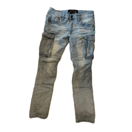 Copper Rivet Cargo Pocket Distressed Jeans Mens 32x30