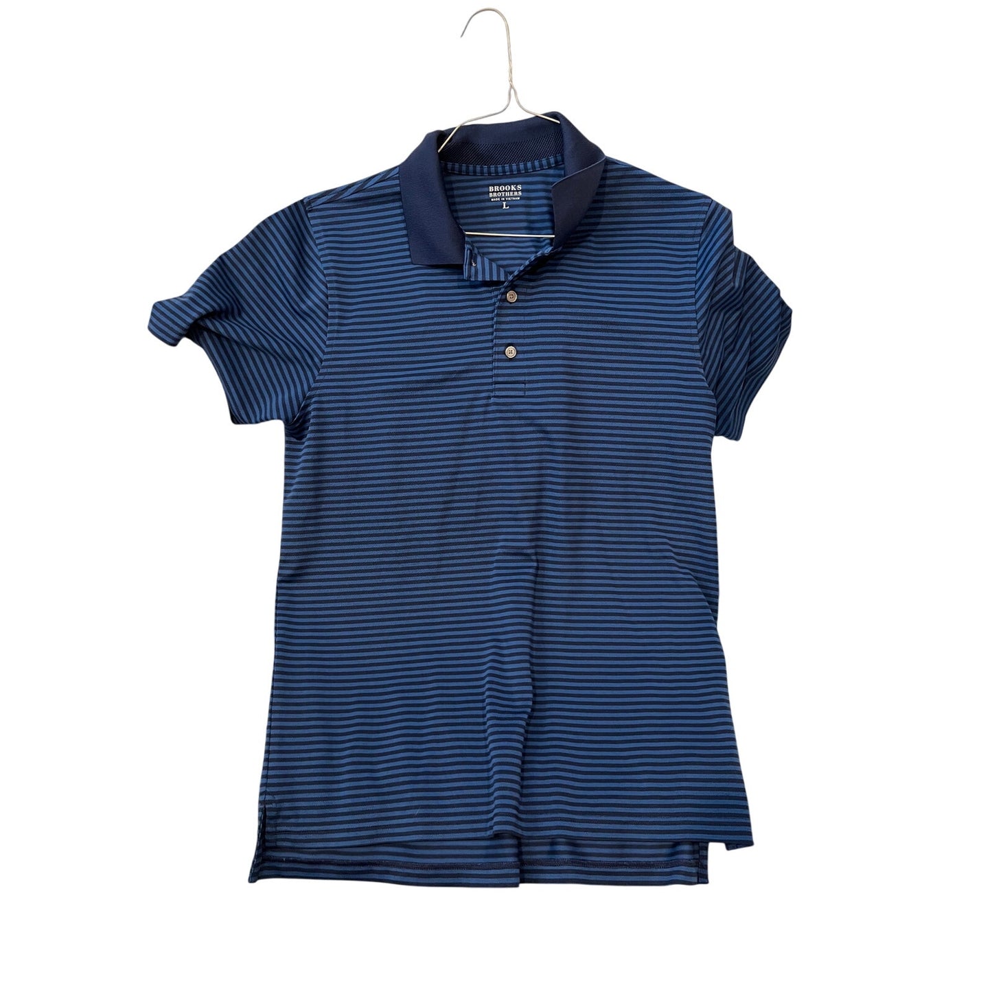Brooks Brothers Blue Striped Polo Golf Shirt Mens L
