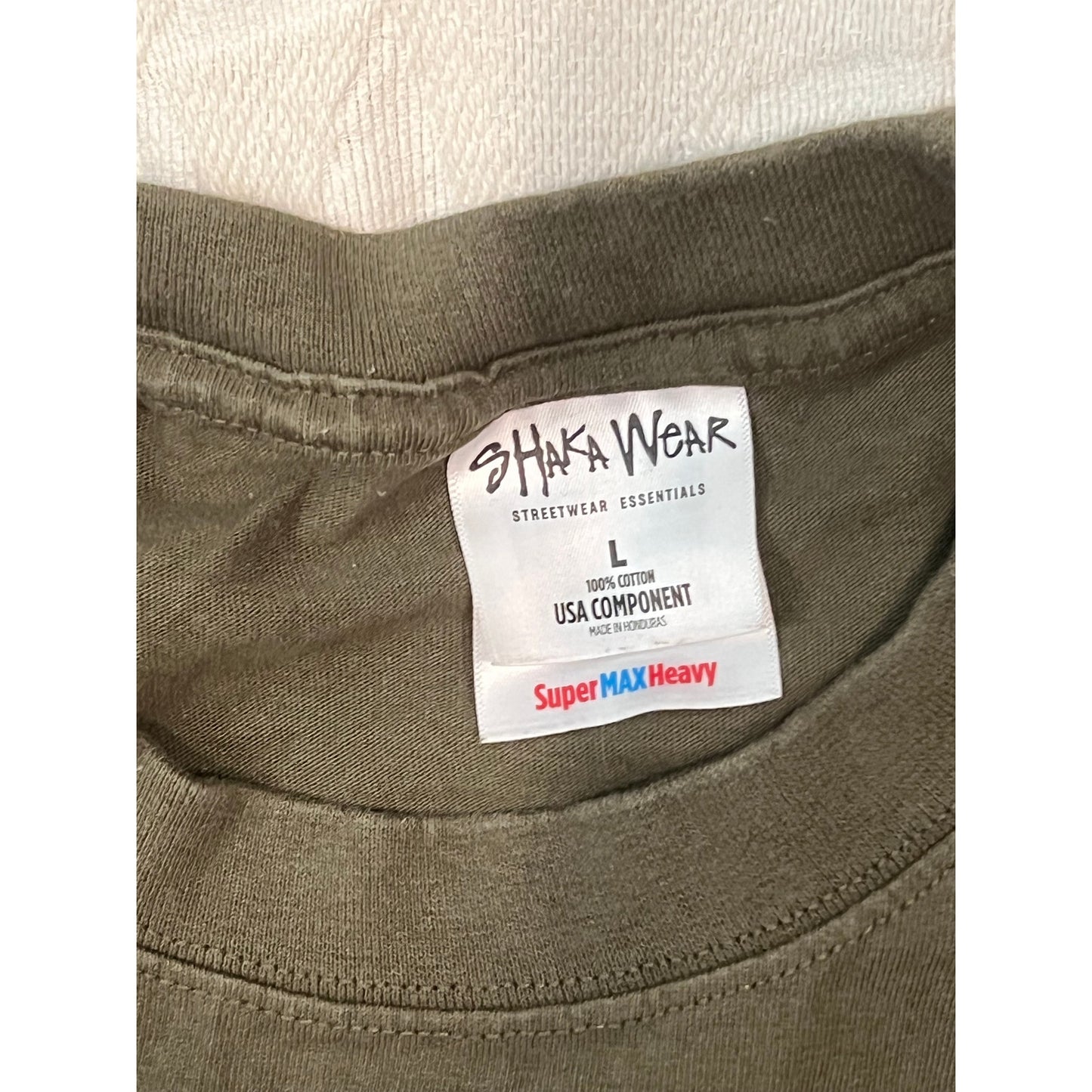 Shaka Wear Khaki Drab Green Super Max Heavy T-Shirt Mens L