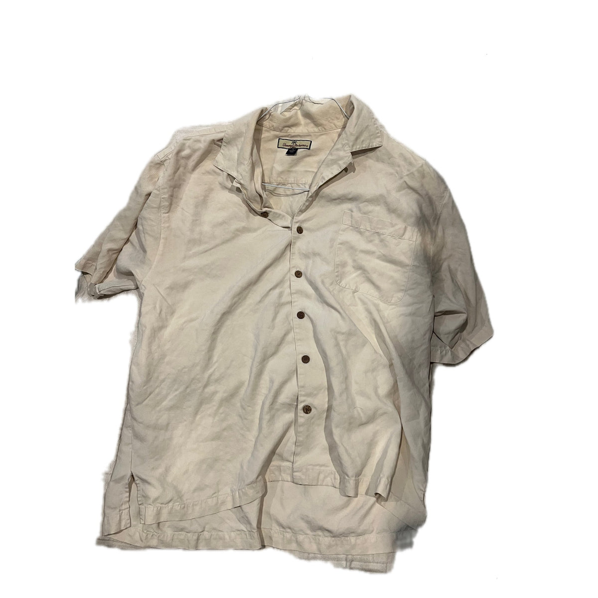 Tommy Bahama Cream Button Up Short Sleeve Shirt Mens XL