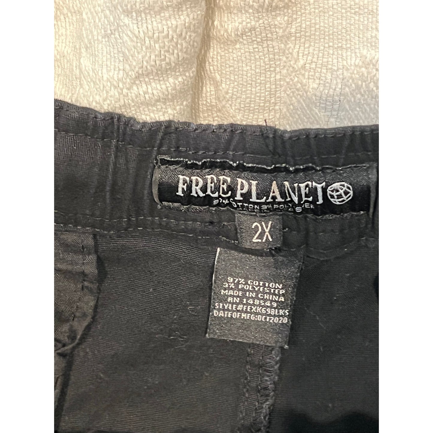 Free Planet Black Cuffed Ribbed Joggers/Chino Mens XXL