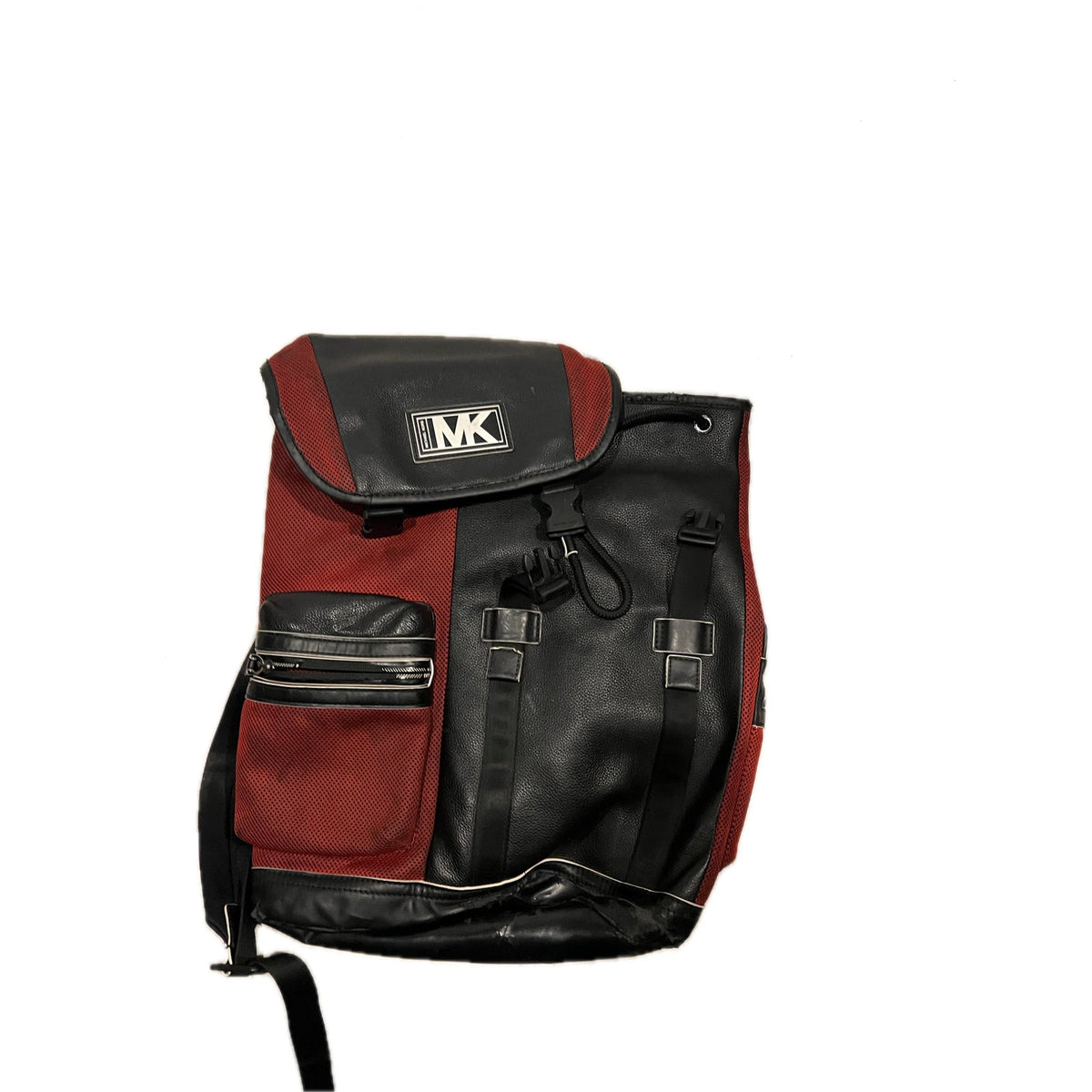Michael Kors Cooper Leather Mesh Pckt Backpack Red Black