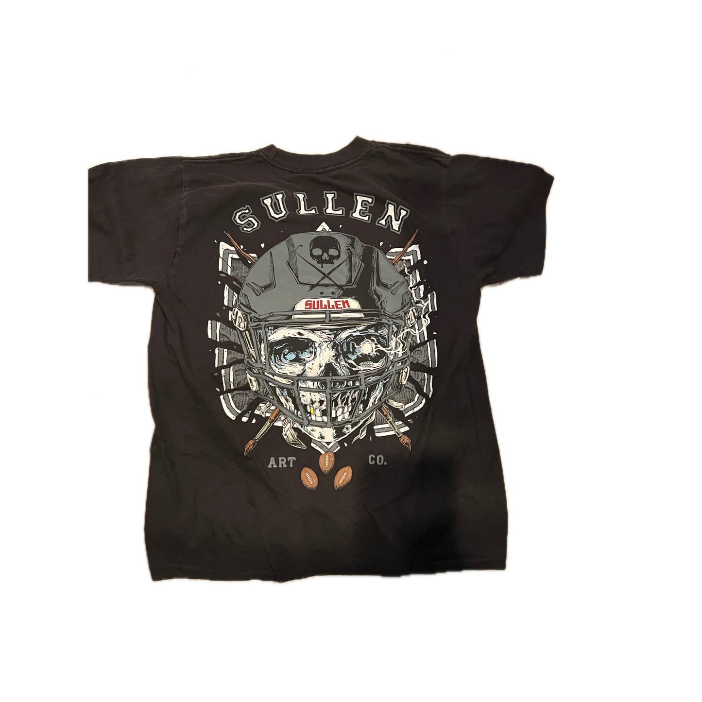 Sullen Art Collective Football Skull Black T-Shirt Mens Large