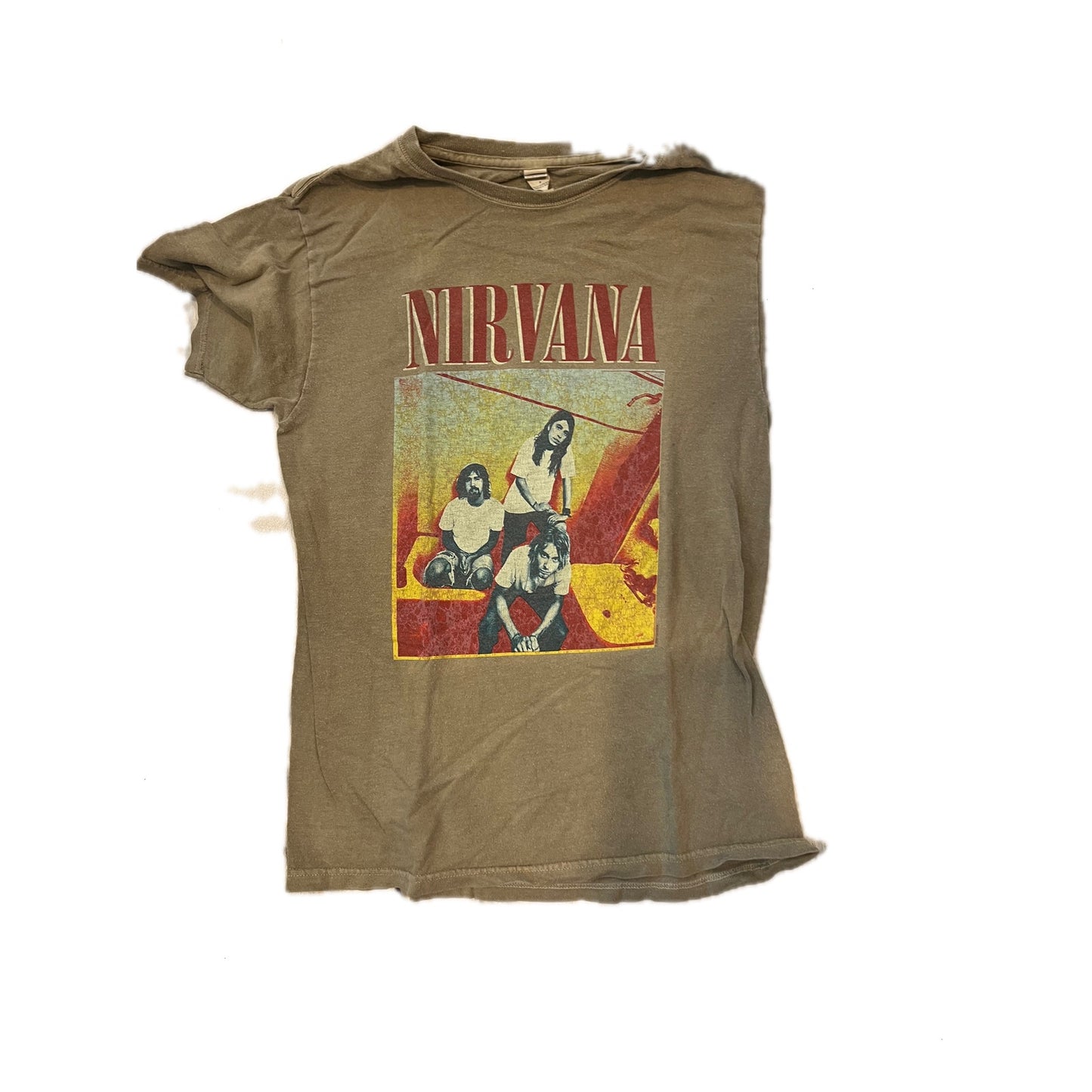 Nirvana Smiley Tan T-Shirt Mens S