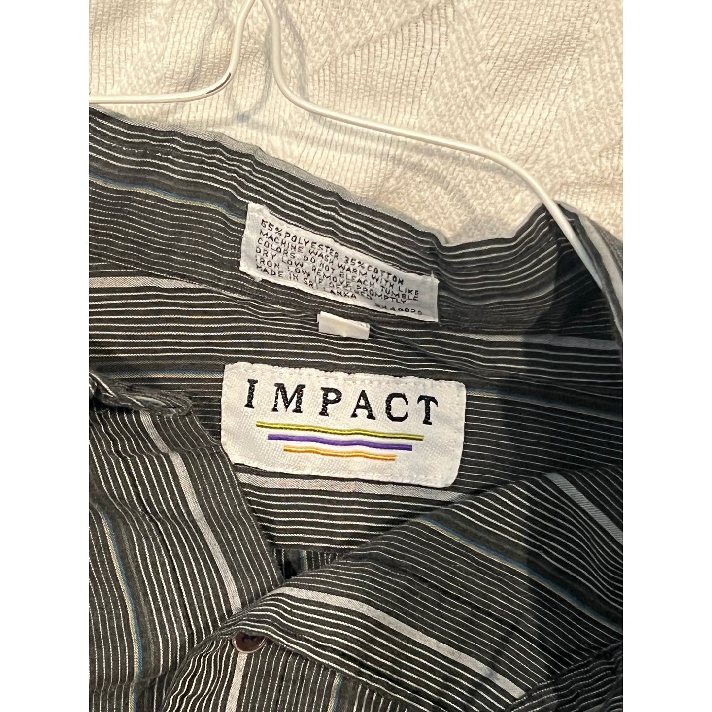 Impact Regular Fit Long Sleeve Stripe Shirt Mens Large Black