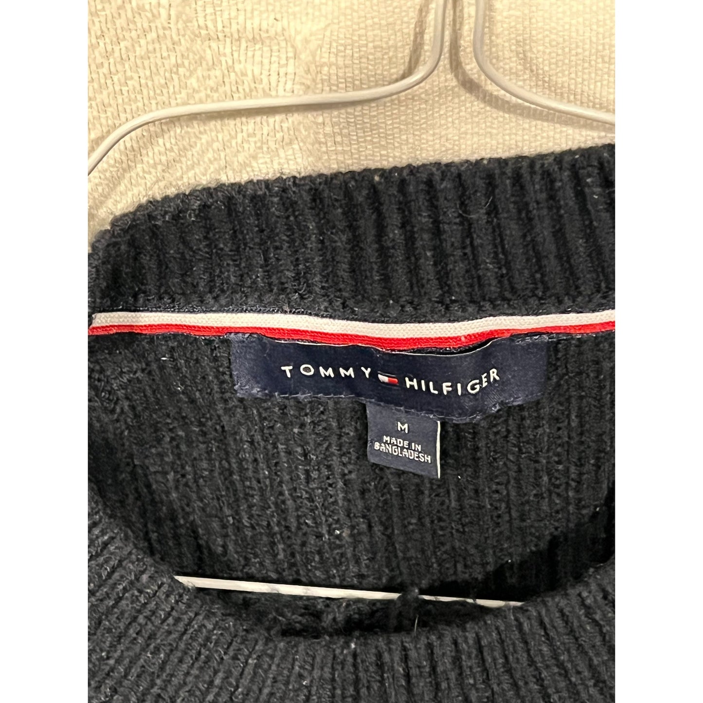 Tommy Hilfiger Crew Neck Black Knit Sweater Mens M