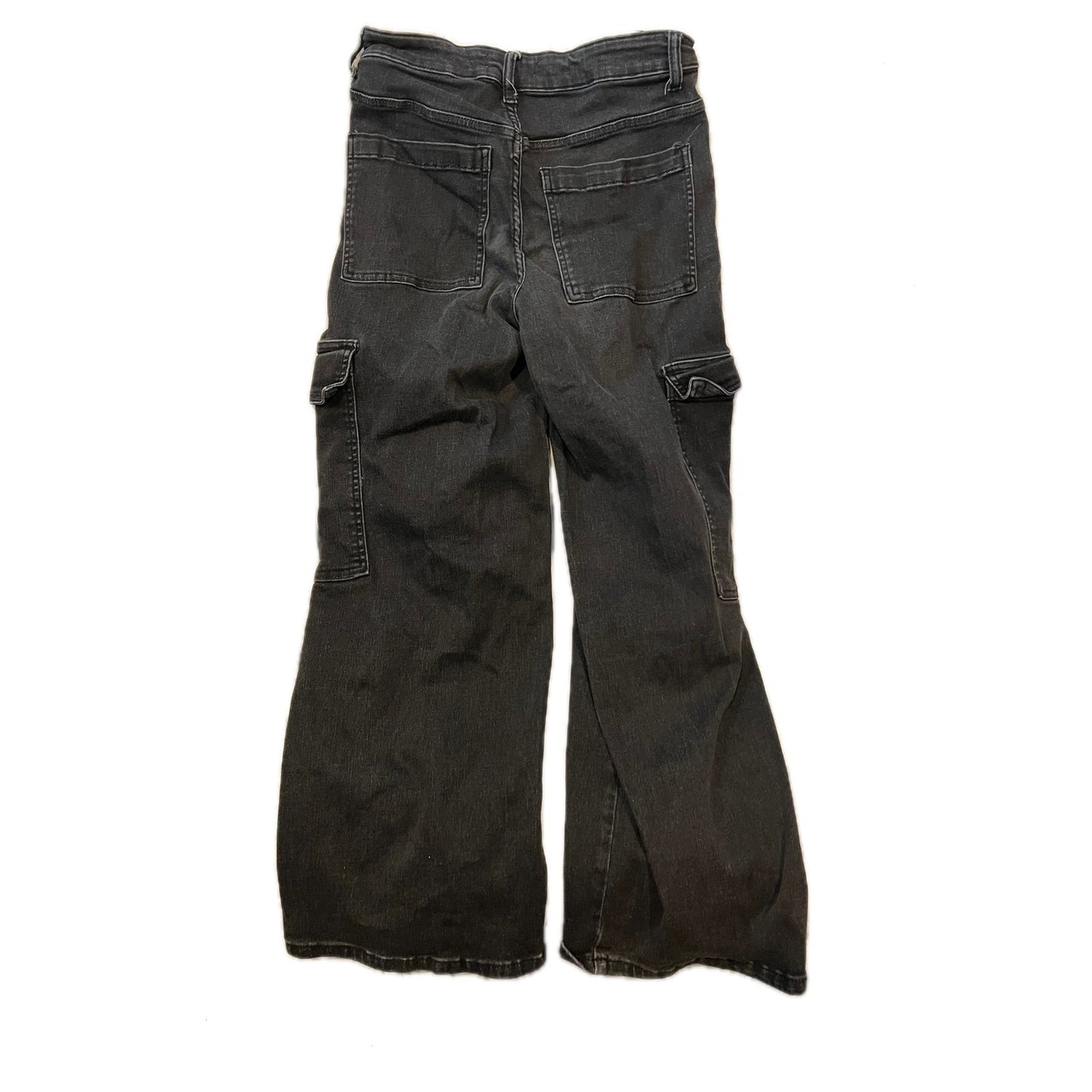 Hukka Black Cargo Baggy Flared Jeans Talla 7 28x28