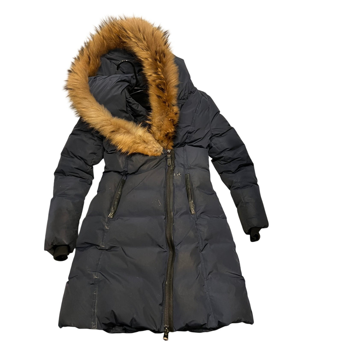 Mackage Navy Blue w Faux Fur Hoodie Jacket Womans Medium