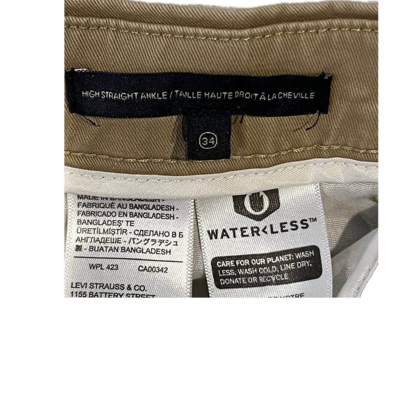 Dockers Chino caqui beige de corte recto alto para hombre 34x26