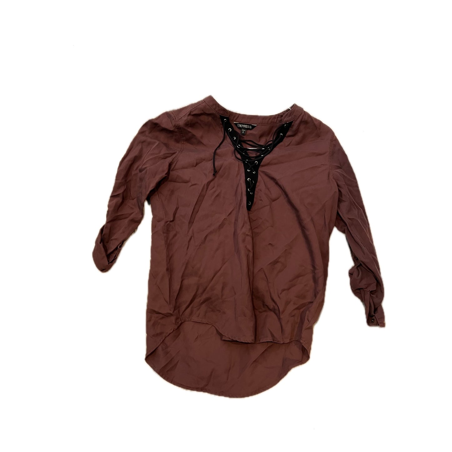 Chemisier marron/bourgogne entrecroisé pour femme taille S