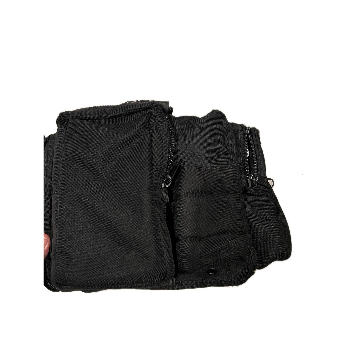 Grand sac polochon tactique en toile noire 50x38x38 cm