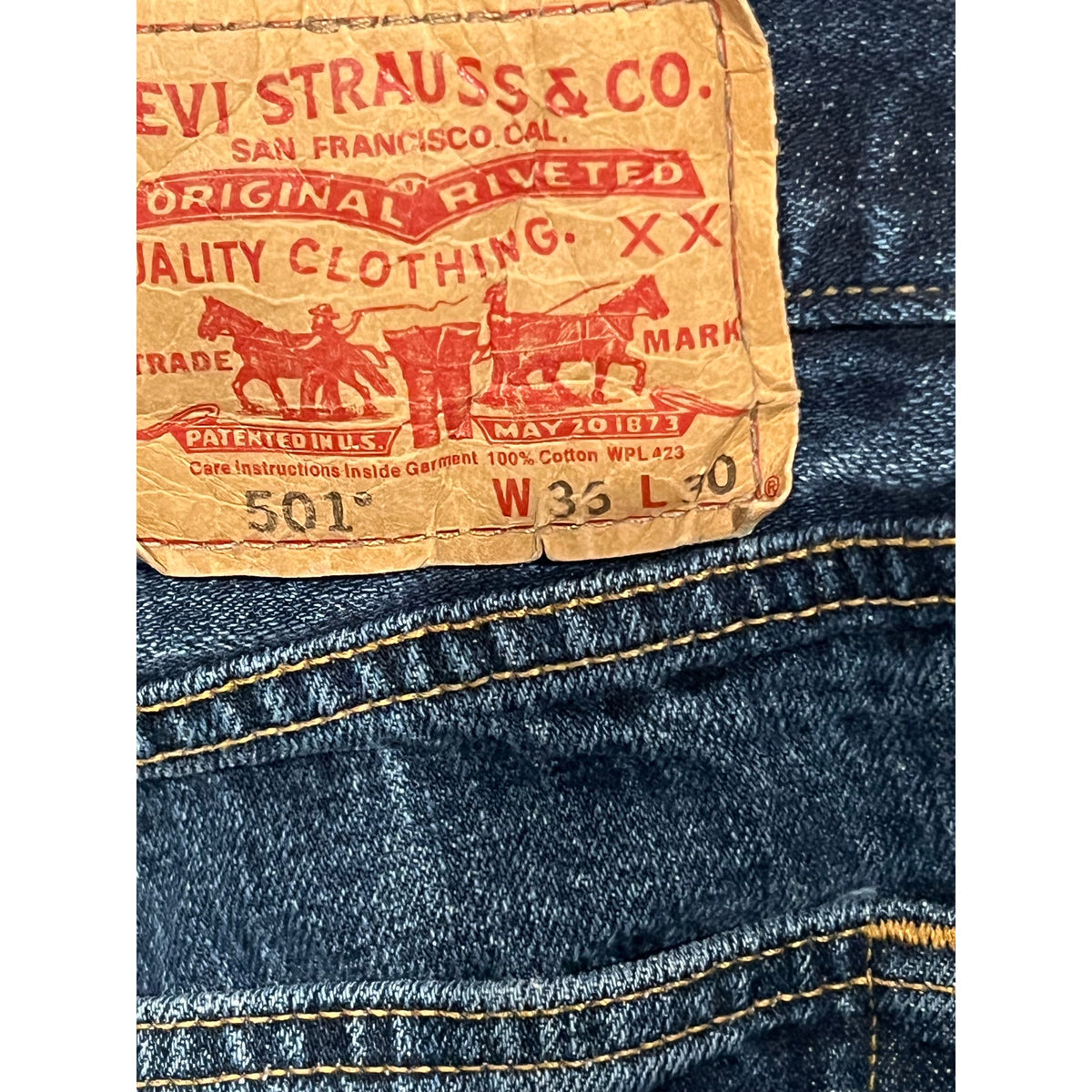 Levi's 501 Blue Classic Straight Leg Jeans Mens 36x25