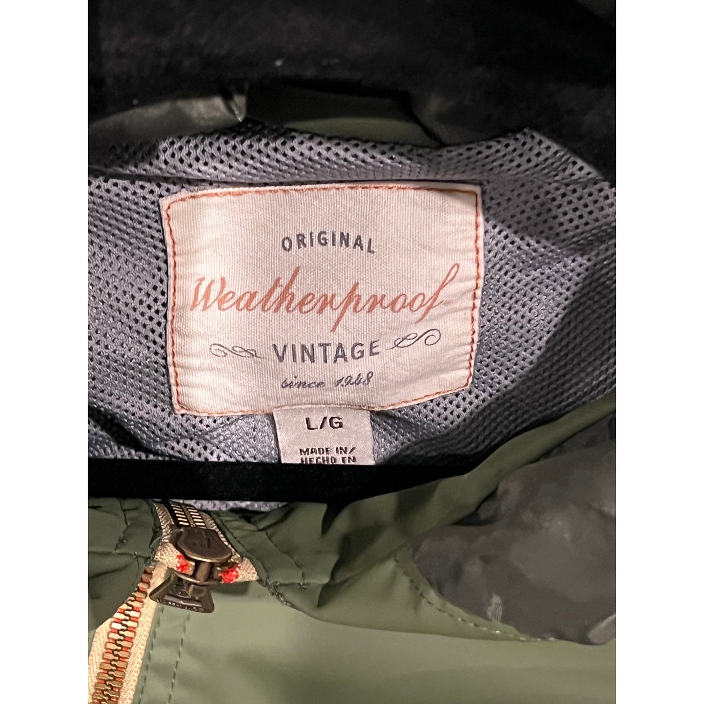 Weatherproof Green Hooded Windbreaker Mens L