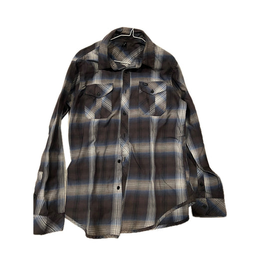 RVCA Black White Checkered Flannel Shirt Mens L