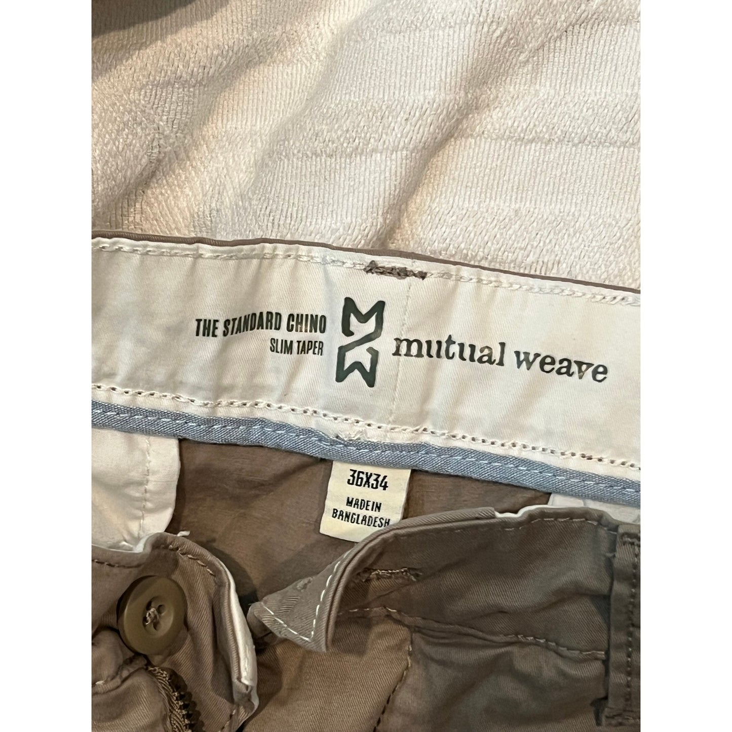 Mutual Weave Standard Chino Slim Taper Pants Mens 36x34