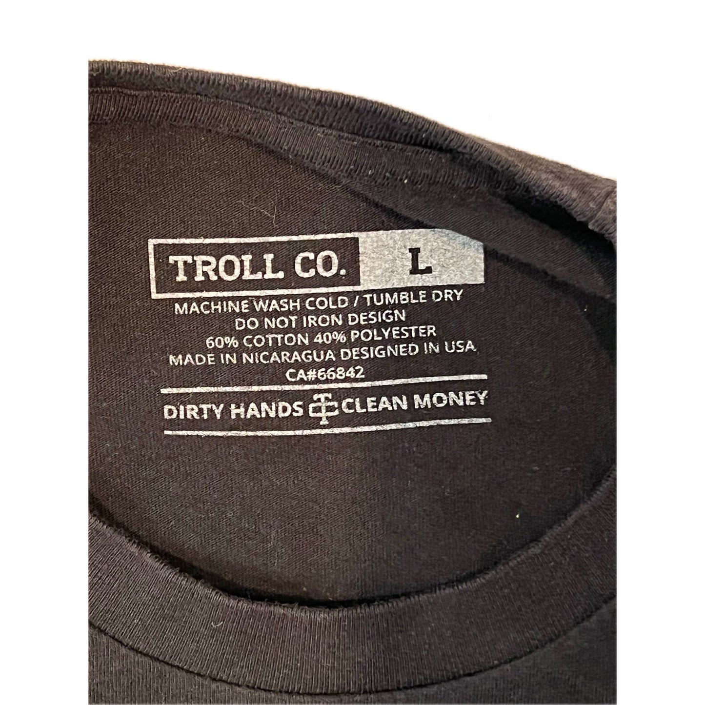 Troll Co Dirty Hands Clean Money Black TShirt Mens L
