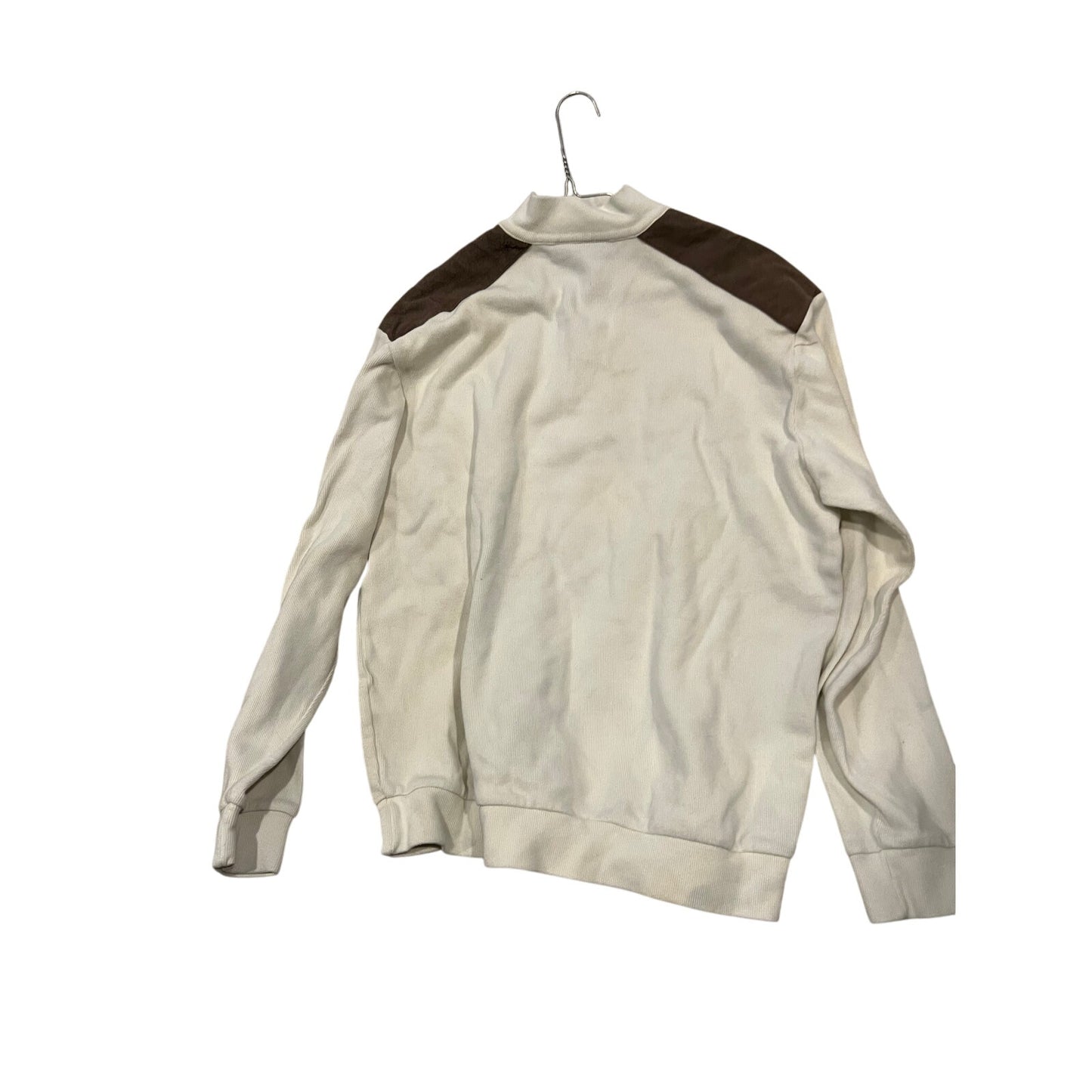Cremieux 1/4 Button Knit Sweater Creme Mens M