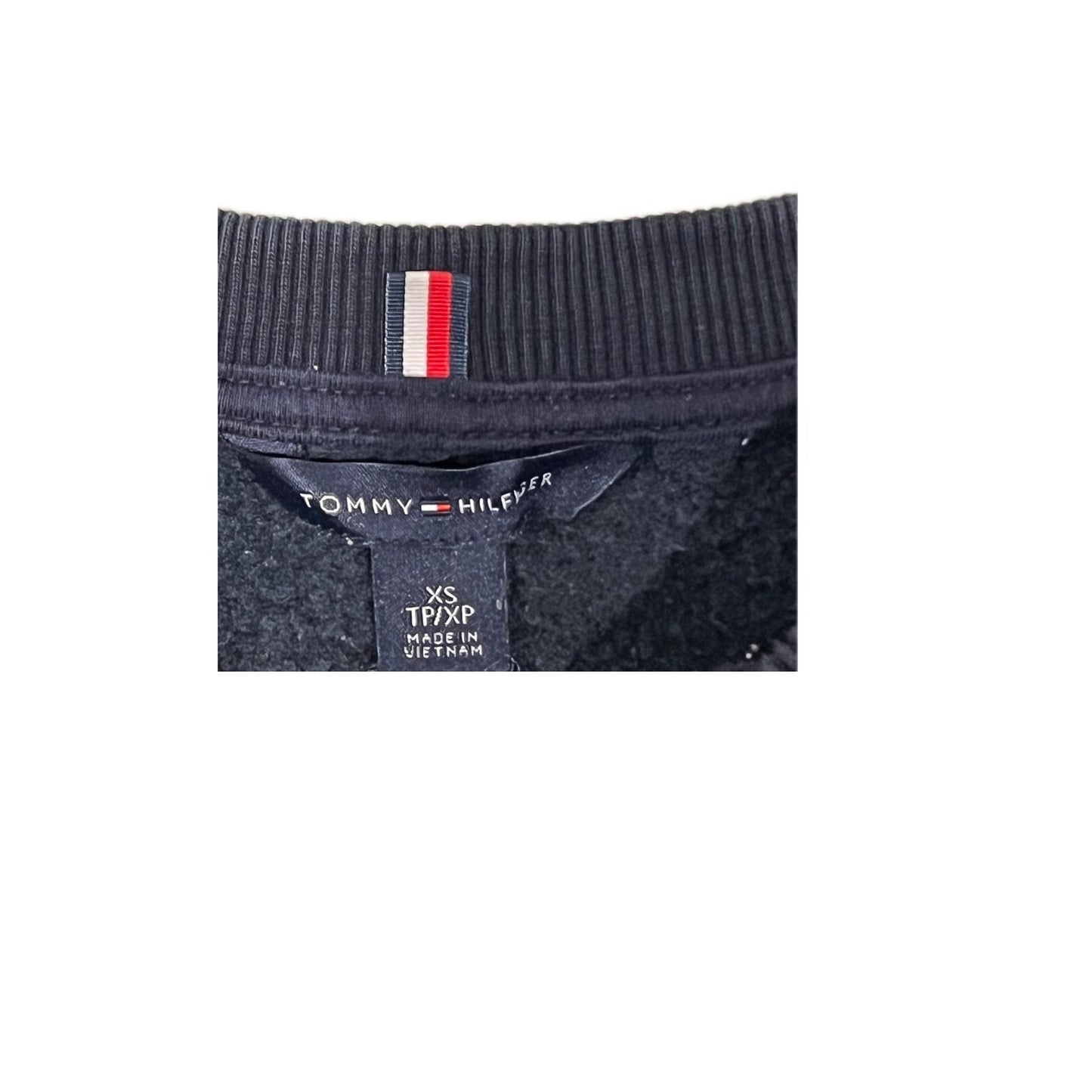 Sudadera con cuello redondo y logo azul marino Tommy Hilfiger para hombre (talla XS)