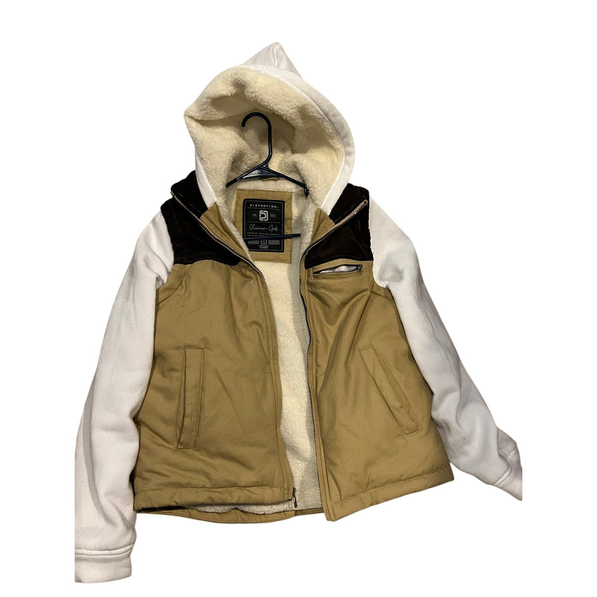Distortion Hooded Fleece Vest Combo Jacket Mens Small