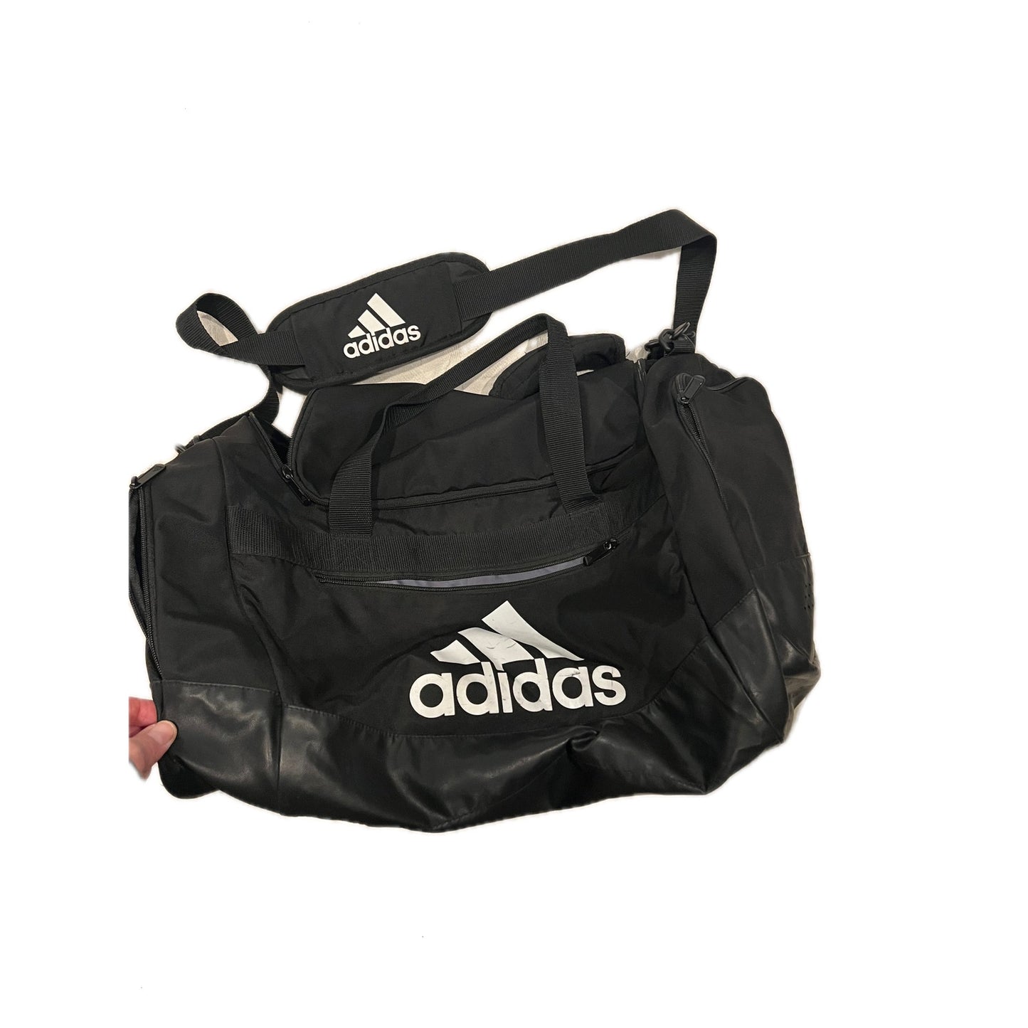 Adidas Faux Leather Medium 20"x12"x10" Black Duffel Gym Bag