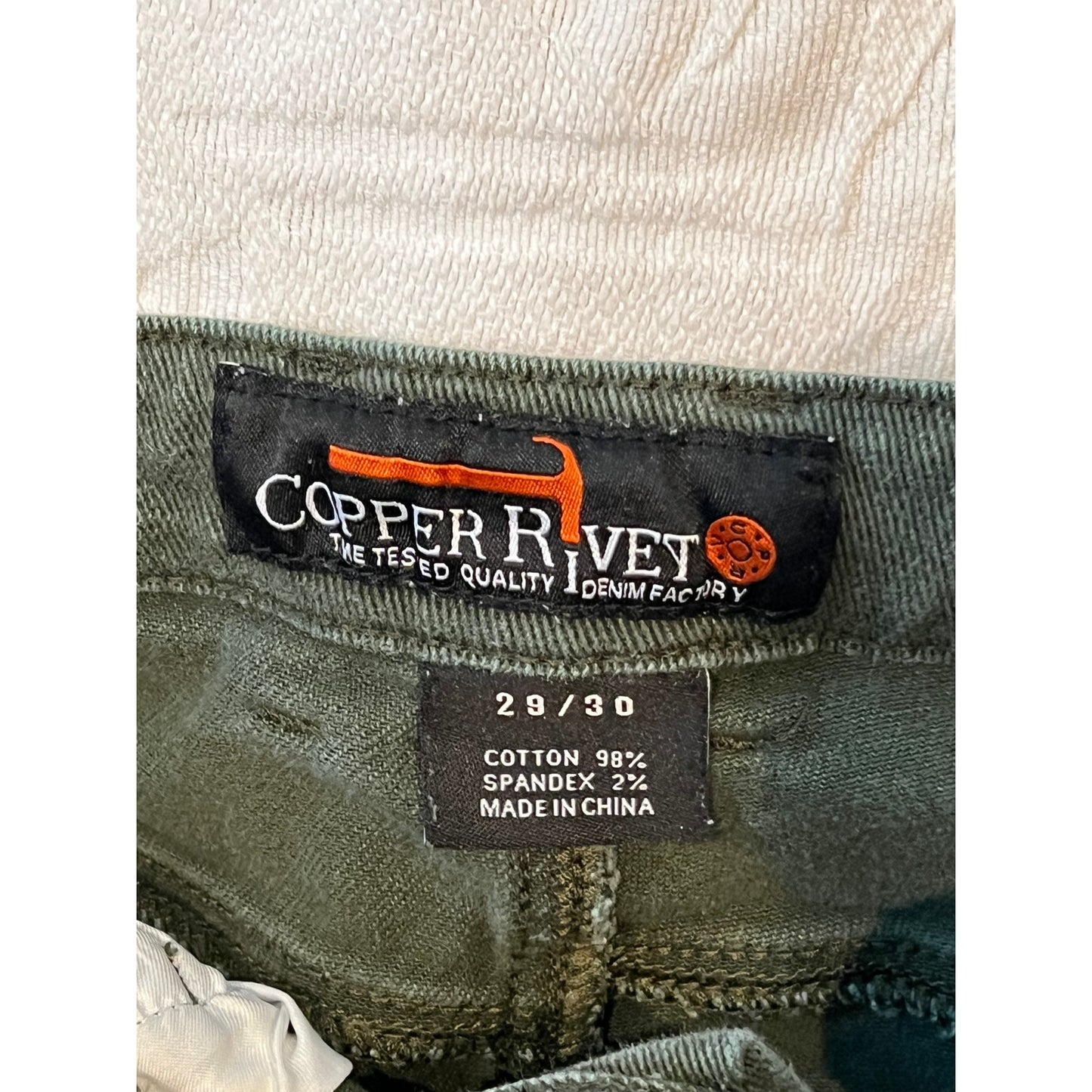 Jean en denim déchiré Copper Rivet kaki homme 29x30