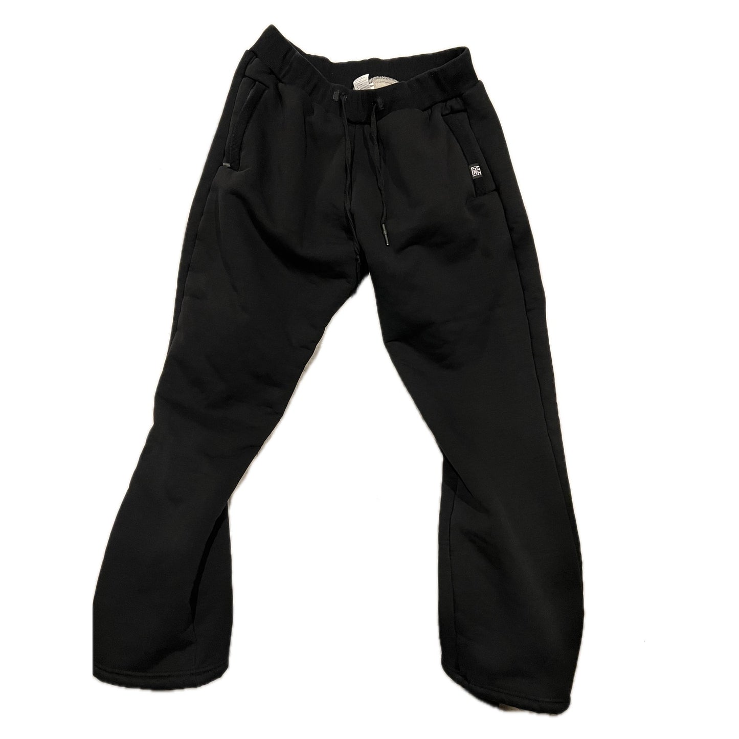FNSH Pantalones de chándal con forro polar Sherpa negros para hombre, talla XL