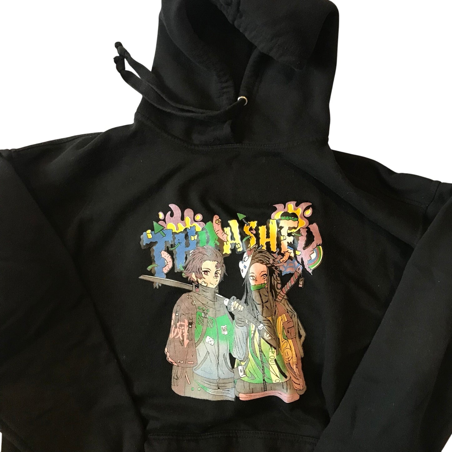 Thrashed Anime Manga Black Hoodie, Men's L