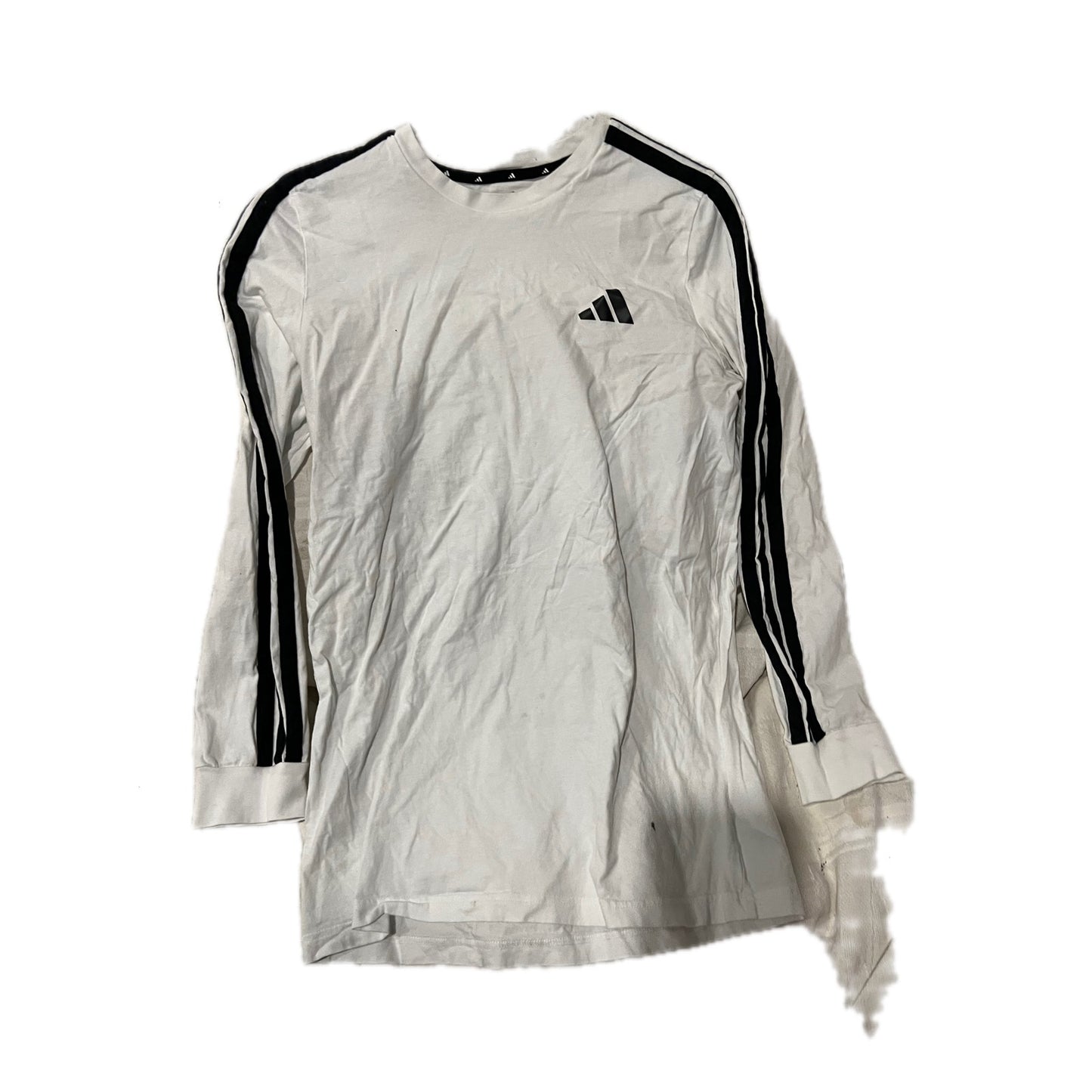 Camiseta de manga larga Adidas de tres rayas blanca, talla M para hombre