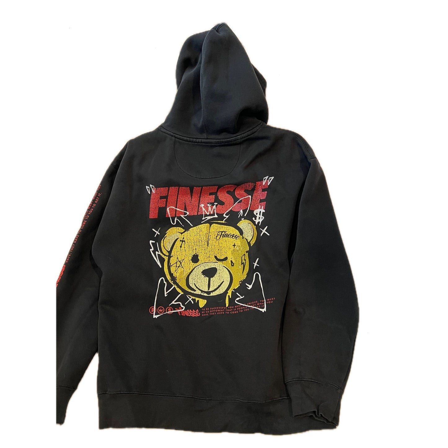 Finesse Winking Bear Black Pullover Hoodie Mens Lar