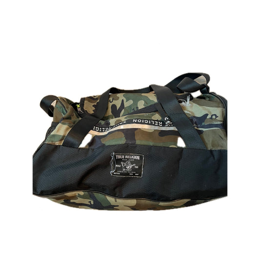 True Religion Green Black Camo Duffel Gym Bag 18"x10"x8"