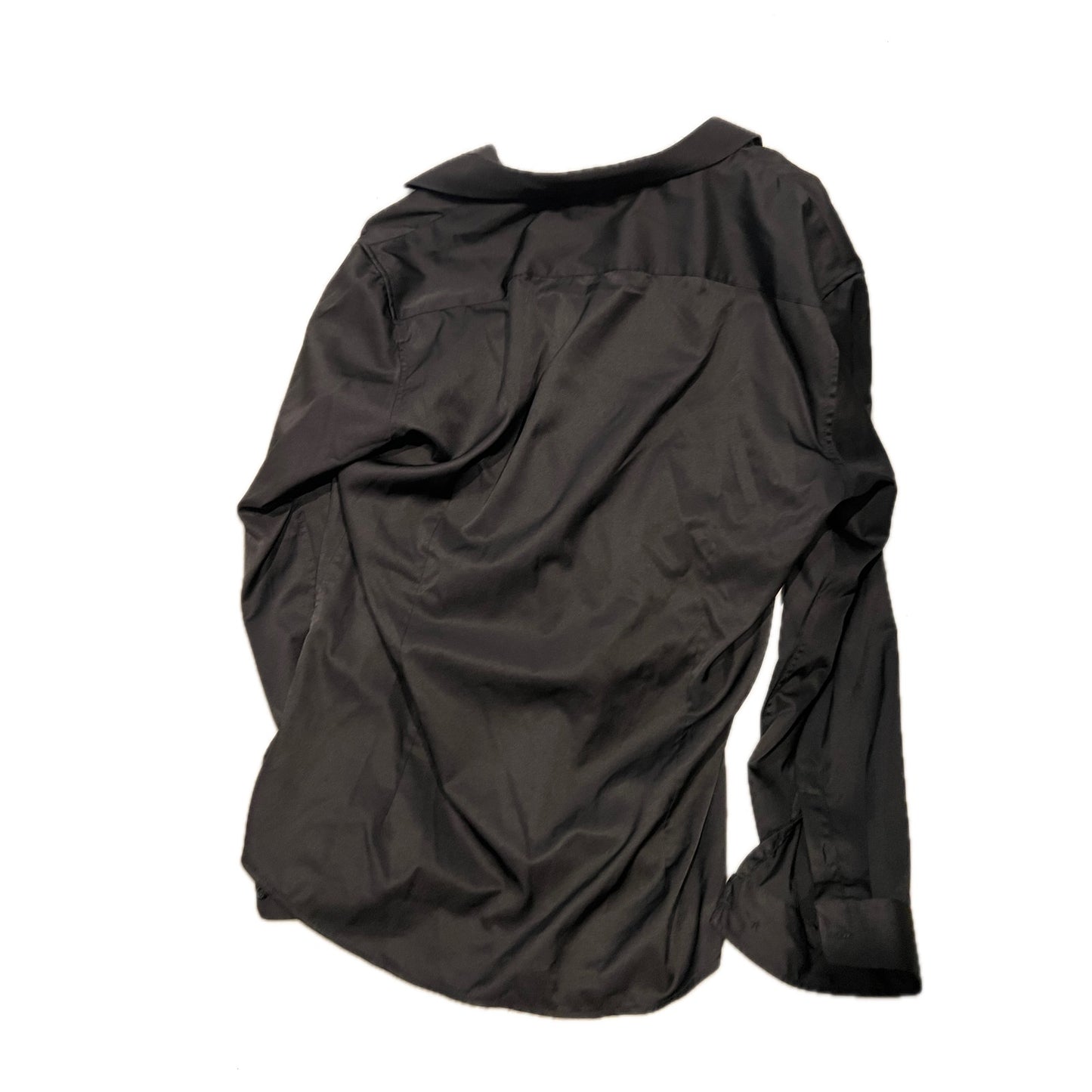 No Label ButtonUp Shirt Polyester Easy Iron Black Mens Large
