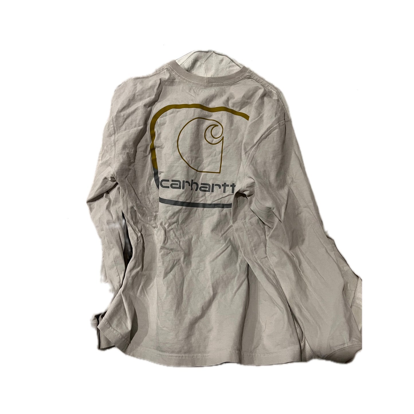Camiseta Carhartt Blanca de Manga Larga con Bolsillo, Ajuste Holgado, Talla Grande para Hombre