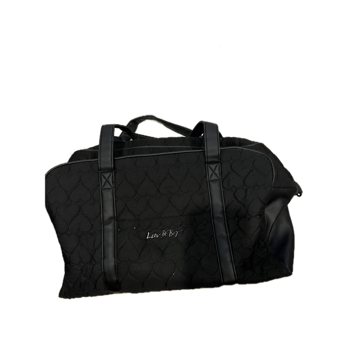 Betsey Johnson Black Heart Quilted Travel Bag 18x12x9 inches