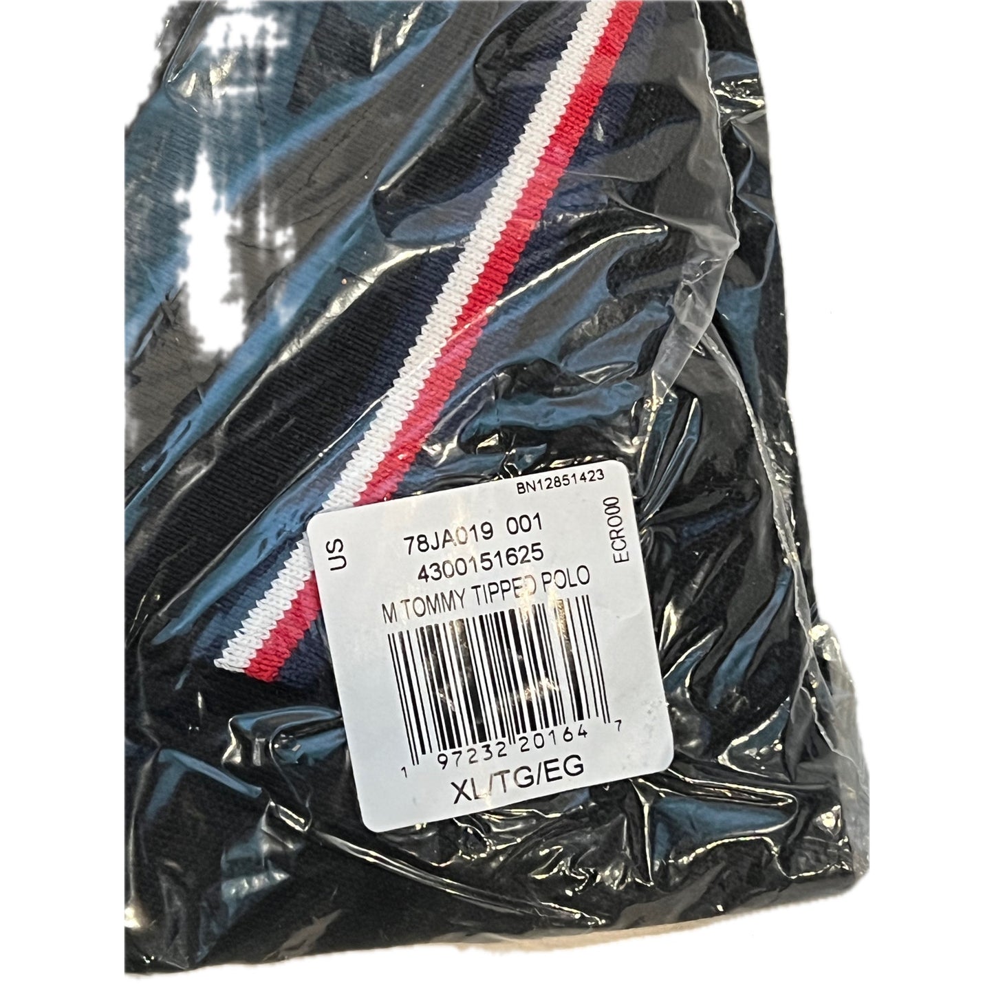 Polo noir Tommy Hilfiger avec liseré contrastant homme XL