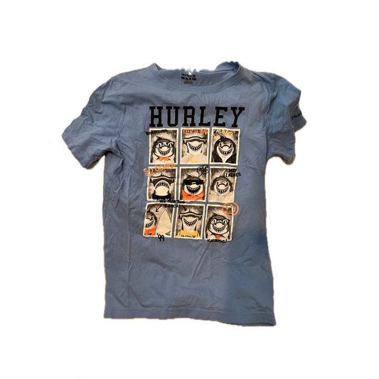 Hurley Smiling Shark Blue T-Shirt Boys Sz Large