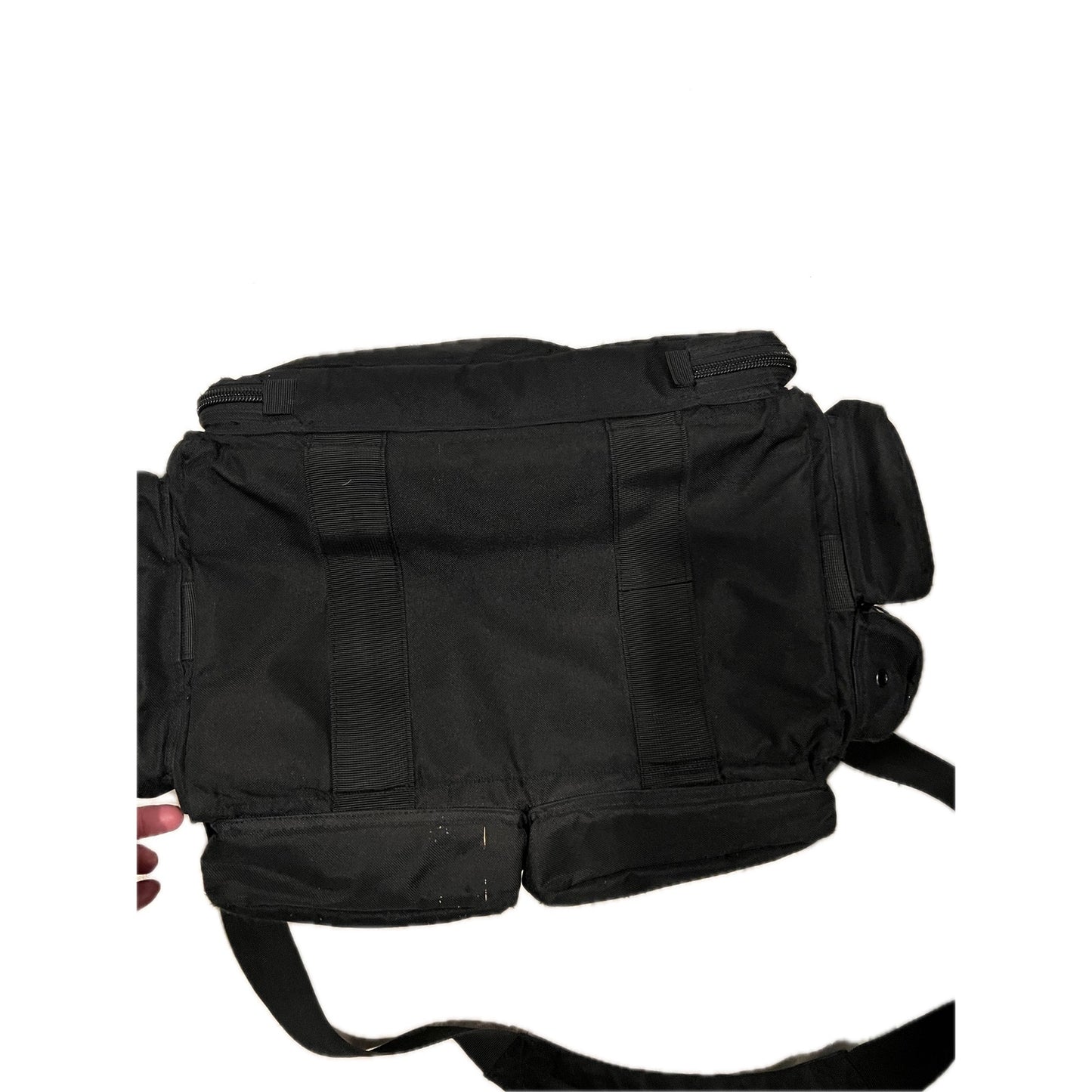 Grand sac polochon tactique en toile noire 50x38x38 cm