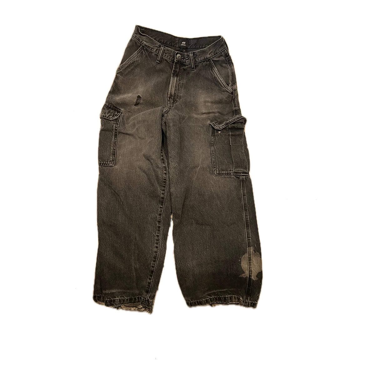 H&M Baggy Fit Distressed Black Jeans Mens 28x32