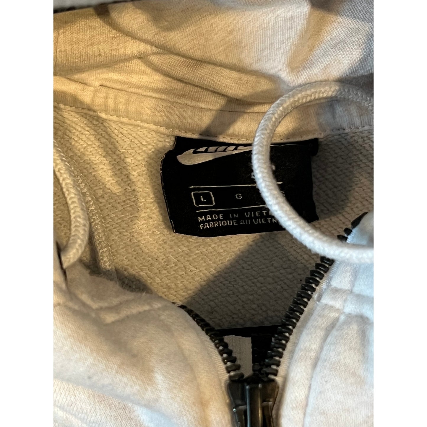 Nike White Creme Zip Up Hoodie Womans L