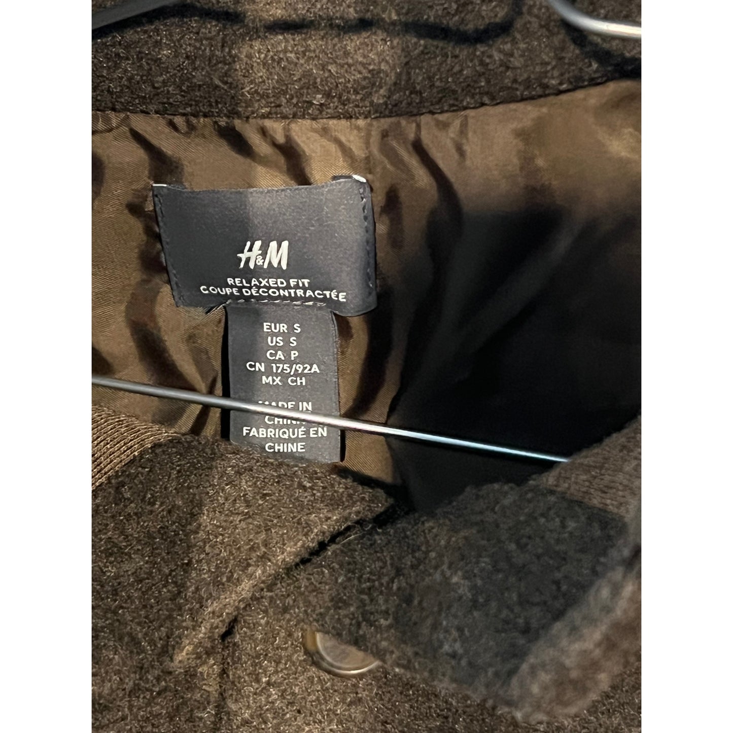 H&M Relaxed Fit Brown Wool Blend Shirt Jacket - Size Small